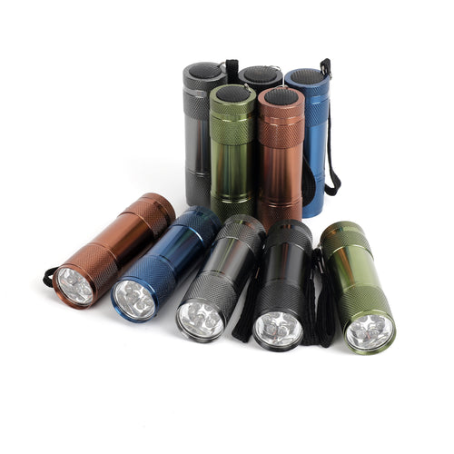  Aluminum 6-LED Mini Flashlight, 10-Pack, 5 Colors