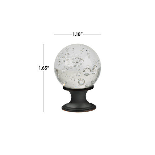 1-3/16" (30mm) Clear Glass Bubble Knob, Oil Rubbed Bronze, 2 Pack